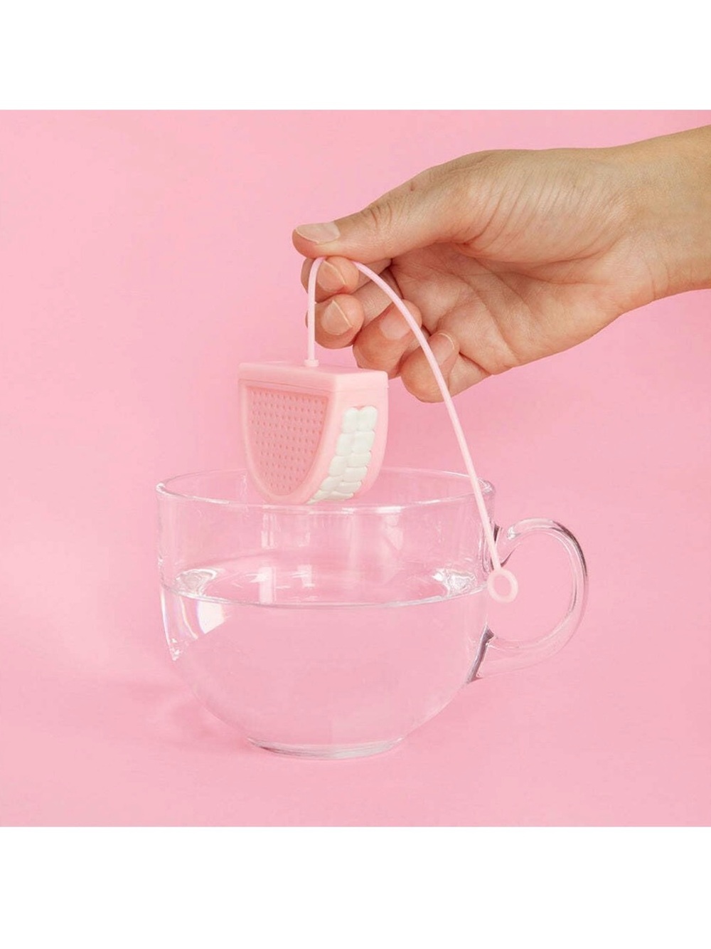 Balvi Teath Pink Silicone Tea Infuser - Novelty Denture Design - Picture 2 of 5
